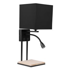 Theo Zidna Lampa sa Prekidačem Crna 1x40W E14 + 2W LED 