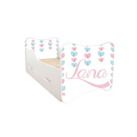 ABC Beds Dečiji Krevet sa Fiokom 160X80 cm Srculence sa Imenom Vašeg Deteta