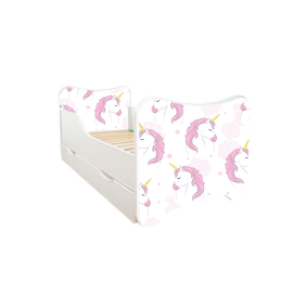 ABC Beds Dečiji Krevet sa Fiokom 160X80 cm Mini Roze Jednorog