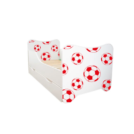 ABC Beds Dečiji Krevet sa Fiokom 160X80 cm Fudbal Crveno Beli