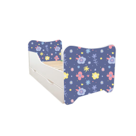 ABC Beds Dečiji Krevet sa Fiokom 160X80 cm Ljubičasti Cvetići