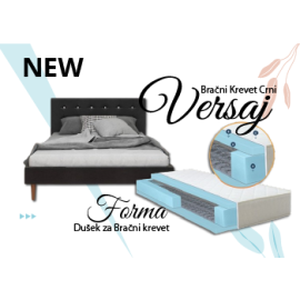 Versaj Bračni Krevet 216X164X108 cm - Crni + Forma Dušek za Bračni krevet 160x200 cm