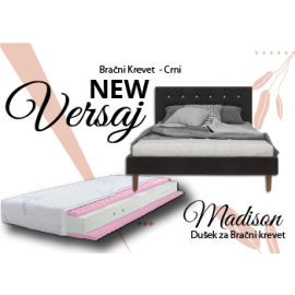 Versaj Bračni Krevet 216X164X108 cm - Crni + Madison Dušek za Bračni krevet 160x200 cm