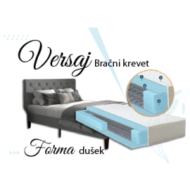 Versaj Bračni Krevet 216X164X108 cm - Sivi + Forma Dušek za Bračni krevet 160x200 cm