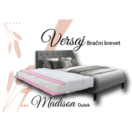 Versaj Bračni Krevet 216X164X108 cm - Sivi + Madison Dušek za Bračni krevet 160x200 cm